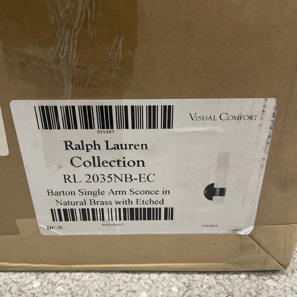 Aplique de cristal Ralph Lauren Barton de un solo brazo - latón natural Foto 3 de 4