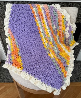Handmade Crochet C2C Baby Blanket Acrylic Anti Pilling Yarn Multicolor 28'' x 28''