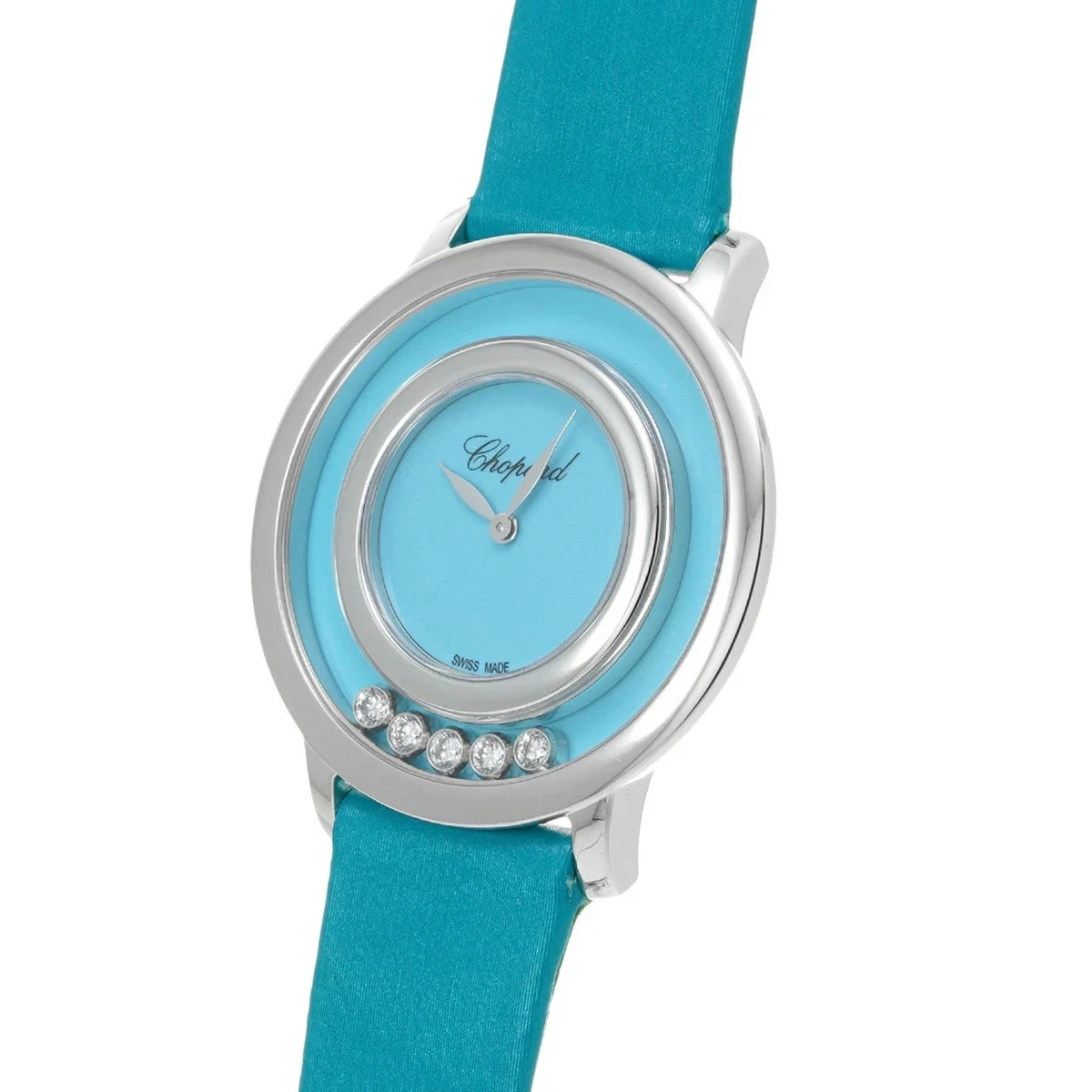 a♡ CHOPARD Happy Diamond 209429-1104 Blue Ladies 18K GOLD Watch | eBay
