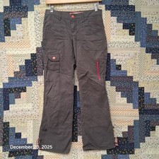 Vintage Kik Girl Skater Pants Size 1 Gray Straight Leg Race Kik Wear Goth