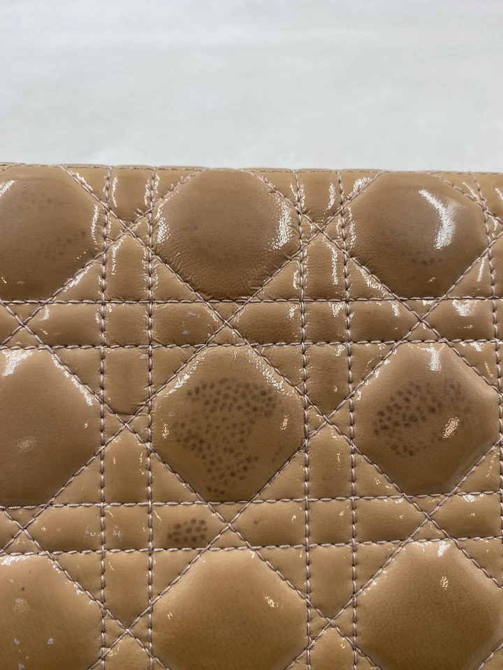 Christian Dior Peach Quilted Clasp C Clutch Handbag - Image 4 of 4