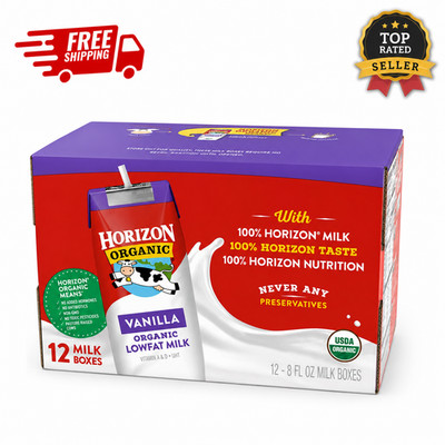 Horizon  Vanilla Lowfat Milk Boxes 8 fl oz Shelf Stable 12 Pack USDA Organic