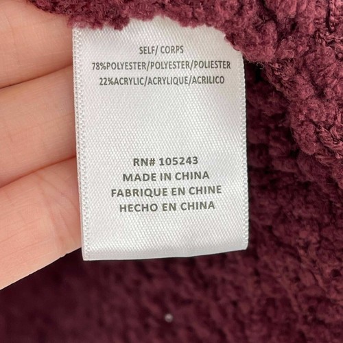 Bobeau Burgundy Cozy Open Front Pocket Popcorn Cardigan Women's Medium - Picture 4 of 4