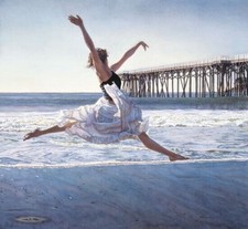 Steve Hanks Framed Watercolor Print of Woman in White Slip Dress — listing 5