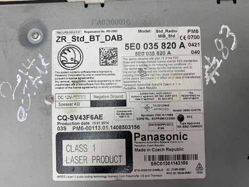 SKODA OCTAVIA MK3 2013-2017 CD DAB MIB HAUPTKOPFEINHEIT 5E0035820A - 0011 - Bild 3 von 3