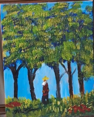 Grumpy Strolls, Acrylic Painting -11 X 14 Hand Painted Artwork on Canvas