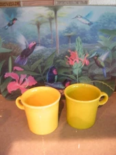 HOME LAUGHLIN FIESTA COFFEE MUGS U.S.A.3.5"W/HANDLES YELLOW & LIME