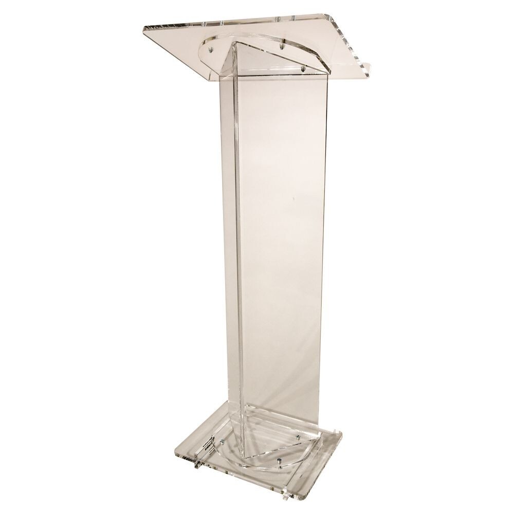 Kingdom Triangle Clear Acrylic Lectern with Wheels and Shelf -The Perfect Podium