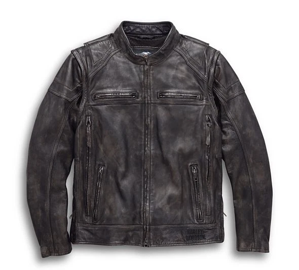Men's Dauntless Convertible Biker Leather Jacket Vest Treva Cowhide Motorcycle