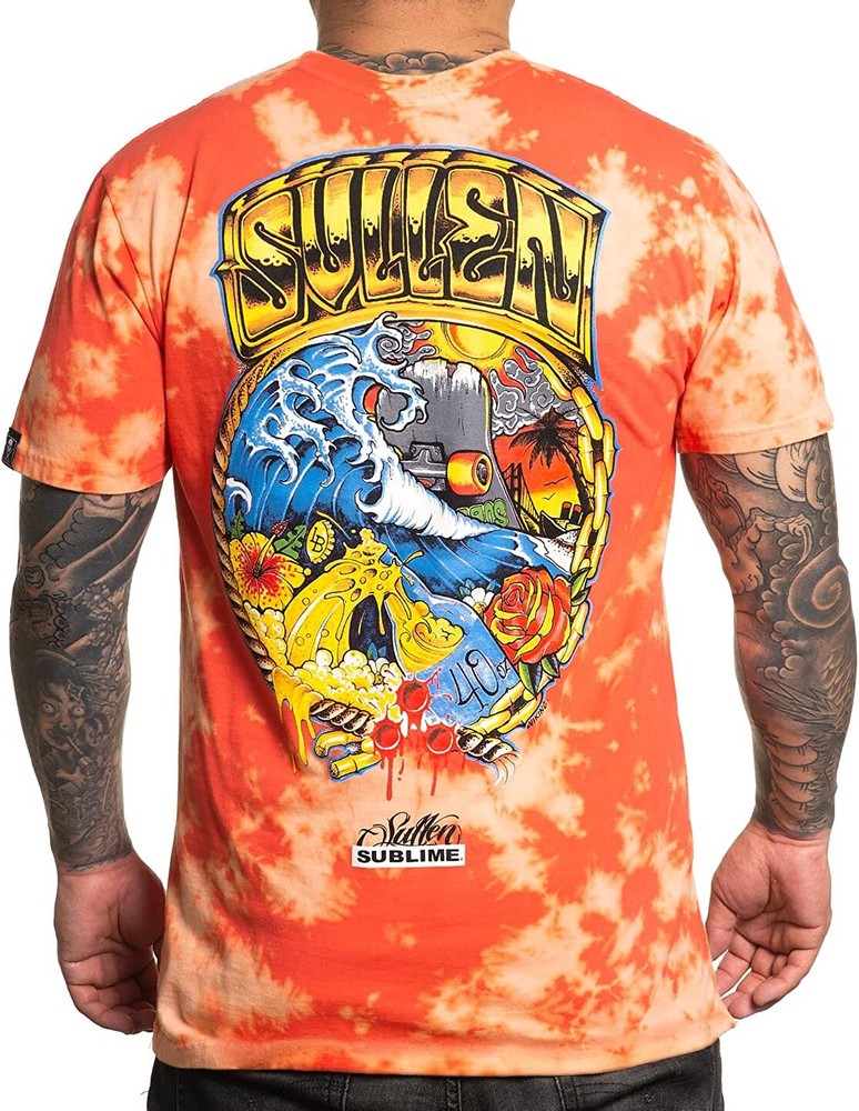 Men's Sullen Premium Short Sleeve Tee Hibiscus White Crystal Summer Style  