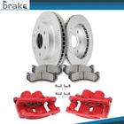 2X Front Brake Calipers & Rotors & 4X Ceramic Pads For 00-06 Chevy Suburban 1500