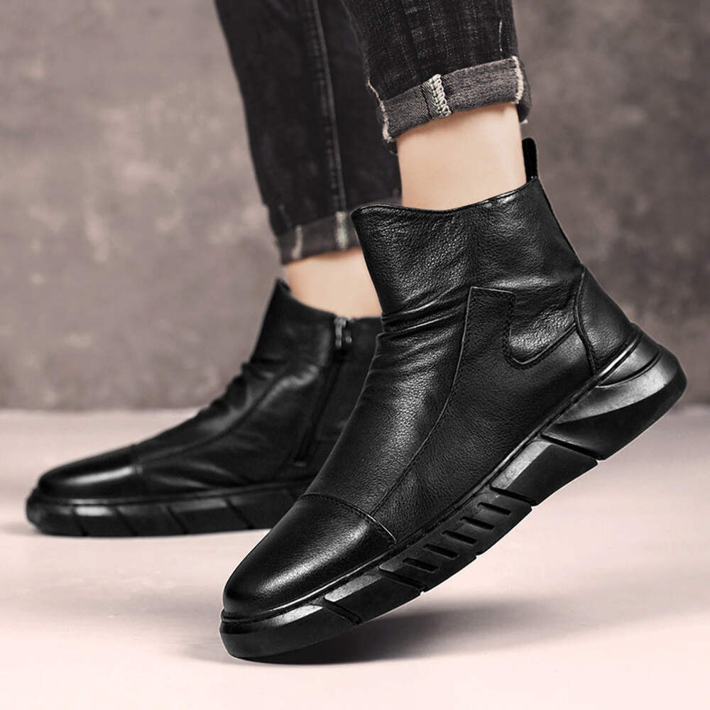 Zapatos de nieve de caña alta para hombre de felpa otoño invierno zapatos británicos informales punta redonda cuña