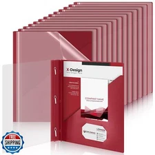 Teling 24 Pcs Clear Report Cover with 3 Prongs, Plastic Report Presentation F