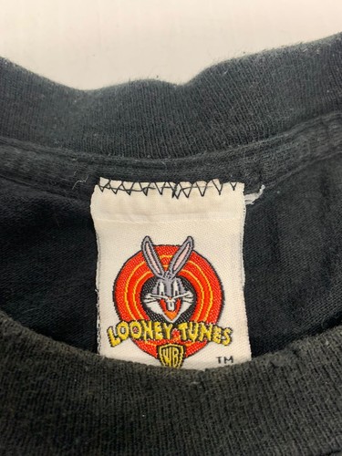 T-Shirt Vintage Looney Tunes 1997 Nera Back Off Uomo A76 TAGLIA Youth M - Foto 9 di 11