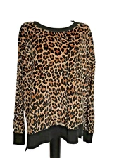 SECRET TREASURES Sleepwear  Animal Print Long Sleeve Soft Velour Top Sz XL
