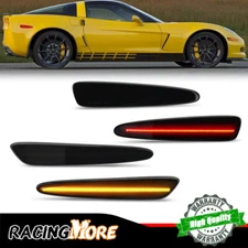 For 05-13 Chevy Corvette C6 Smoked Front Rear LED Side Marker Light Amber+Red 4X