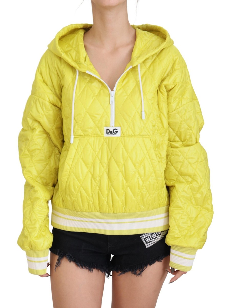 ジャケット・アウター DOLCE&GABBANA HOODED PULLOVER JACKET DOLCE & GABBANA Jacket Yellow Nylon Quilted Hooded Pullover IT40