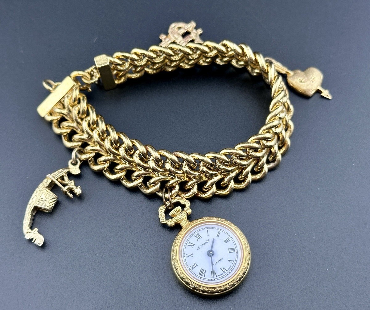 Rare Working Vintage Ladies Charm Bracelet Pendant Watch LE  display picture 2