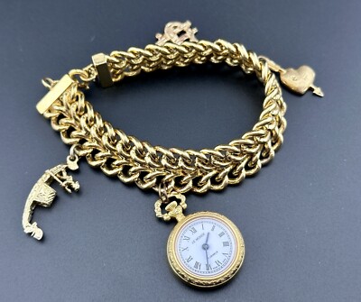 Rare Working Vintage Ladies Charm Bracelet Pendant Watch LE