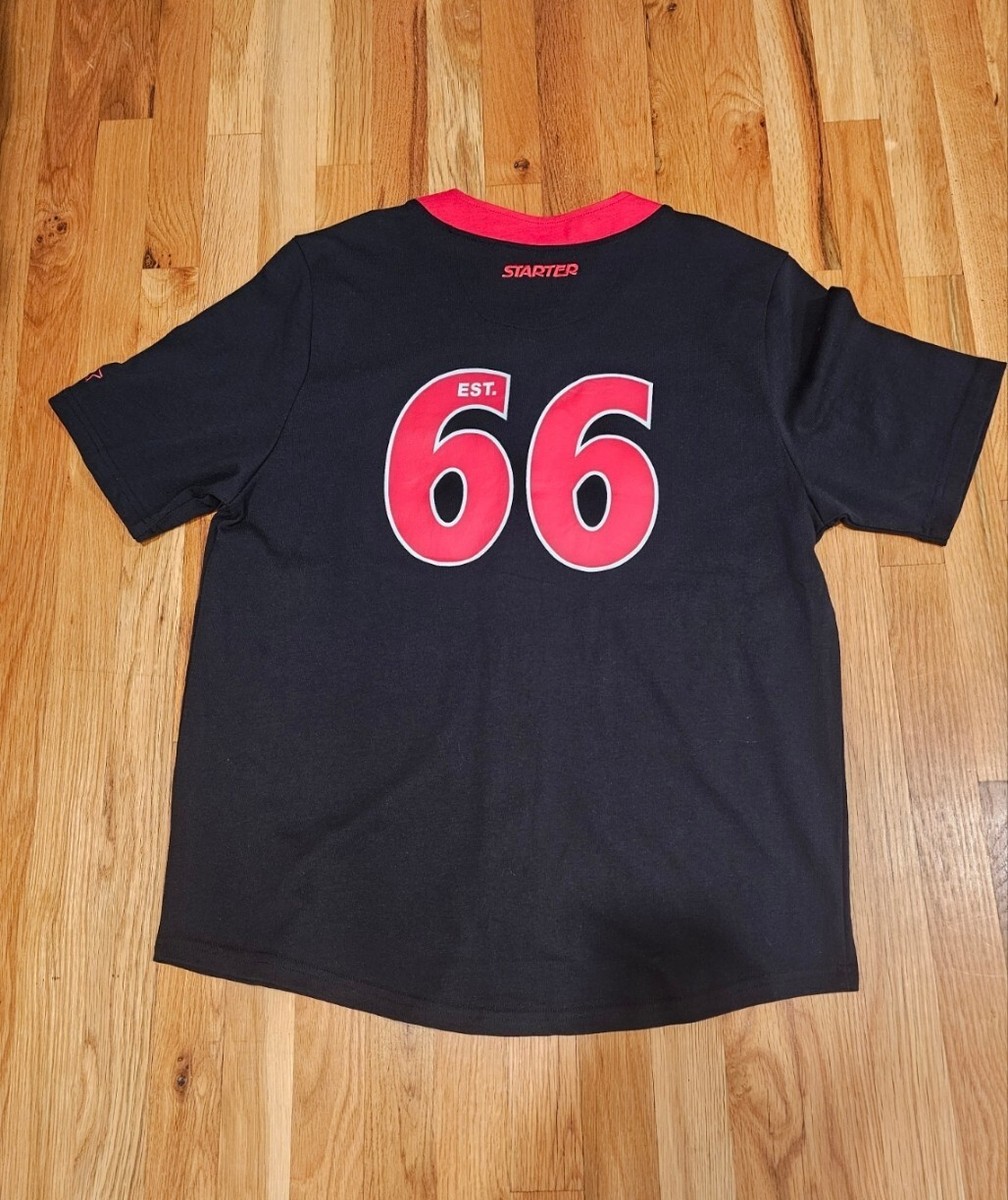 Chicago Bulls Starter Retro Baseball Style Jersey Black Red Men's