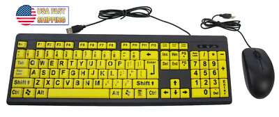 Big Bright Easy See Keyboard Yellow Large Print Letter Keys