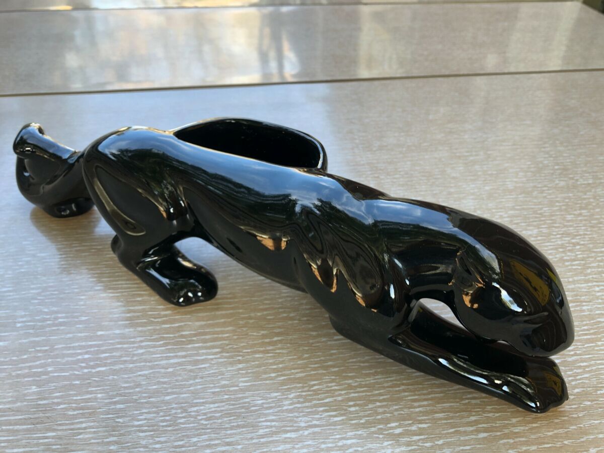 Black Ceramic Panther Vintage Mid Century Ceramic 15 Black Ceramic Panther Vintage Mid Century Ceramic 15