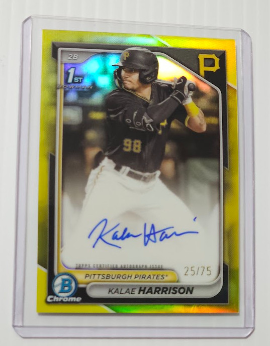 KALAE HARRISON 2024 BOWMAN CHROME 1st AUTO 25/75 #CPAKH Yellow Refractor AUTO