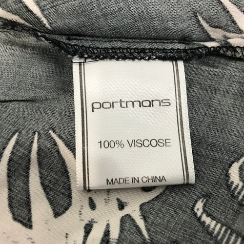 Portmans Dress Black Size 10 Beige Leaf Print A Line Short Sleeve Business Party - Picture 11 of 13