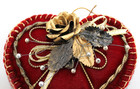 Burgundy and Gold Velvet Heart W/Rose ornament — photo 3