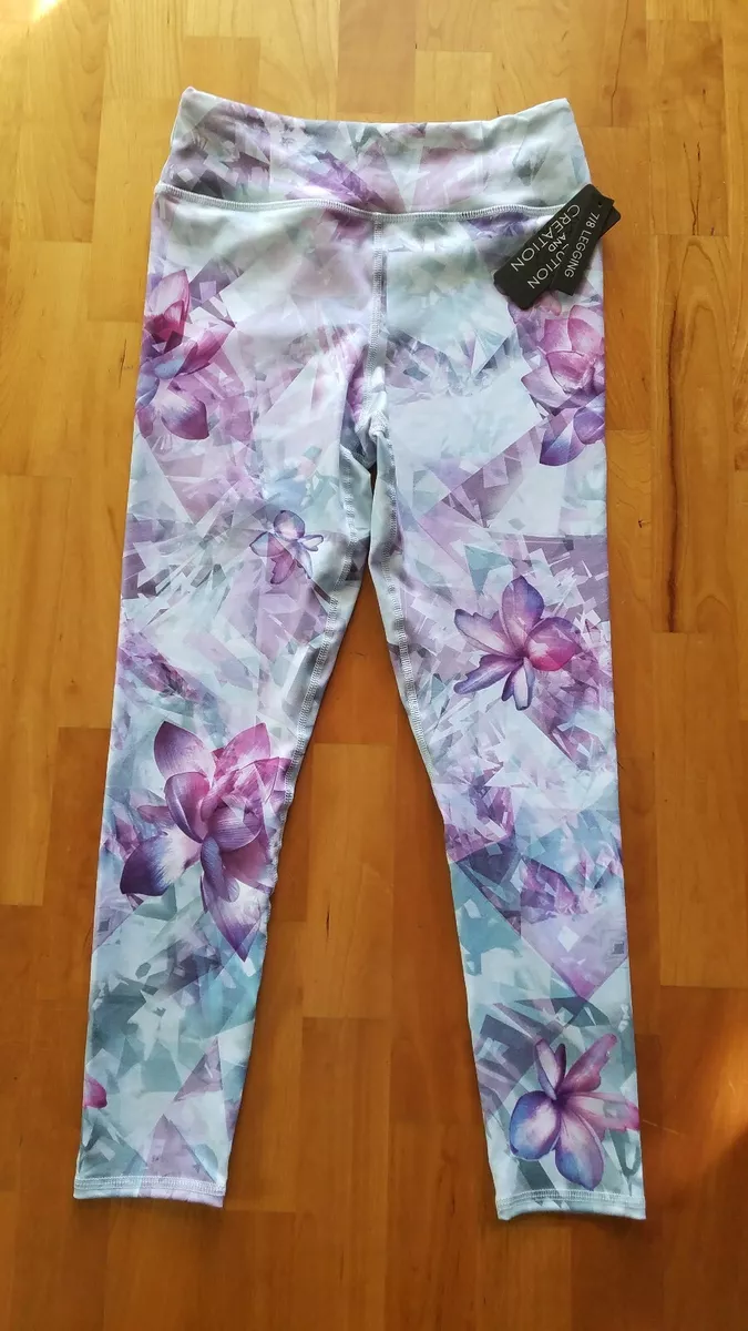 Evolution and Creation Pants Womens Large Capri Floral Active Yoga Leggings