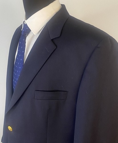 Ralph Ralph Lauren Blazer Uomo 48R Blu Navy Oro Ottone Bottoni Lana - Foto 6 di 12