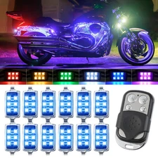 12pc  Pod Million Multi-Color RGB Motorcycle Underglow Neon LED Accent Light Kit