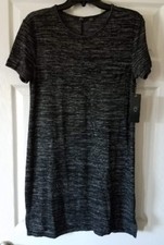 $68 NWT RDI Black Womens Slub Knit Pocket Hi-Low Shirt Dress Size M Medium