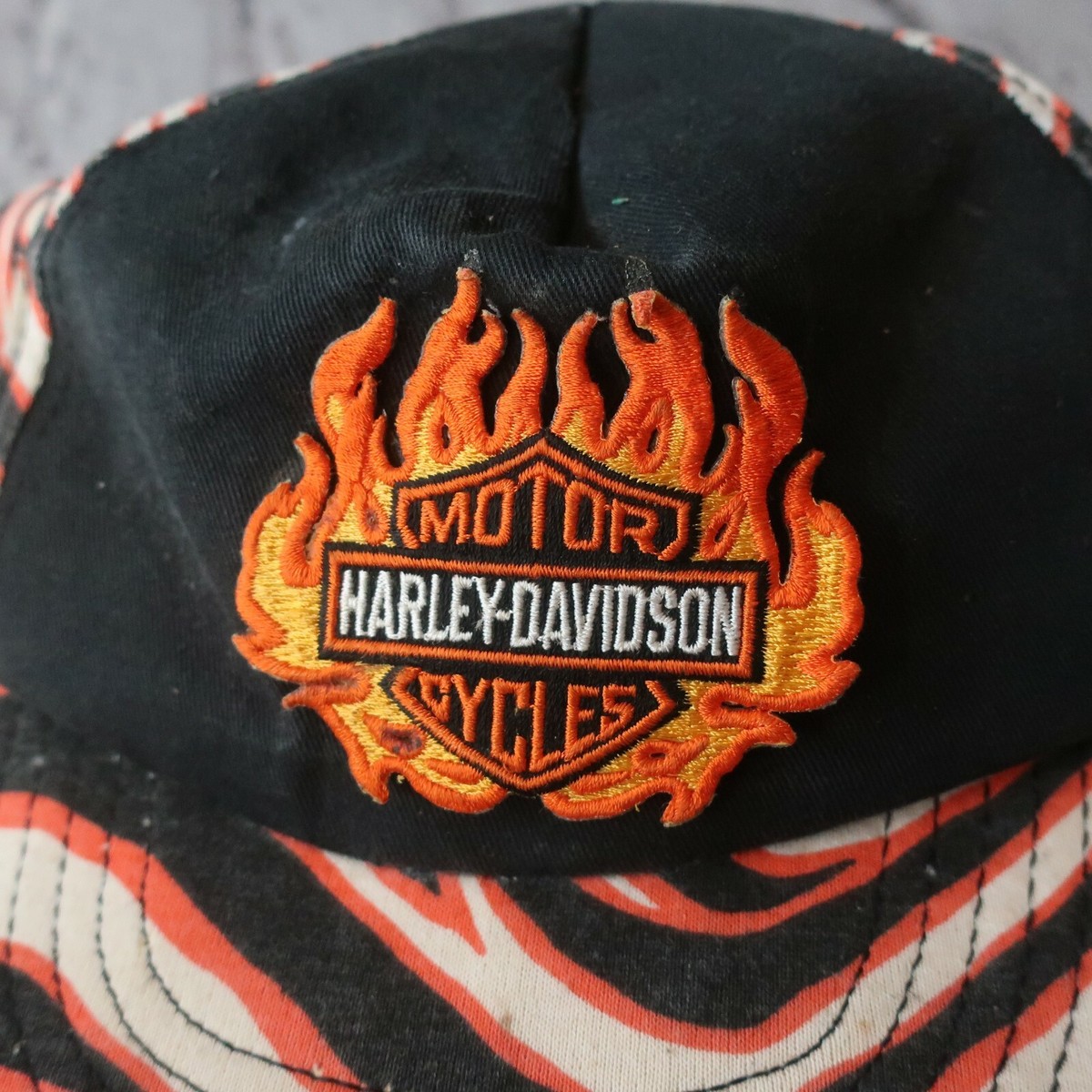Vintage 80s Harley Davidson Stripe Snapback Hat Cap Made in USA