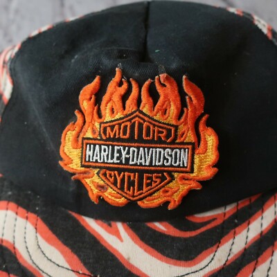 Vintage 80s Harley Davidson Stripe Snapback Hat Cap Made in USA