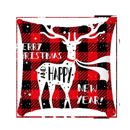 Christmas Throw Pillow Covers Xmas Cushion Cover Santa Deer Pillowcases Decor - Picture 9 of 34