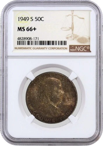 1949 S 50C Franklin Silver Half Dollar NGC MS66+ Uncirculated Coin #171