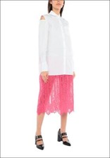 3.2k New Valentino Shirt Dress White Poplin Lace Skirt Pink Attached IT38 S/M/L