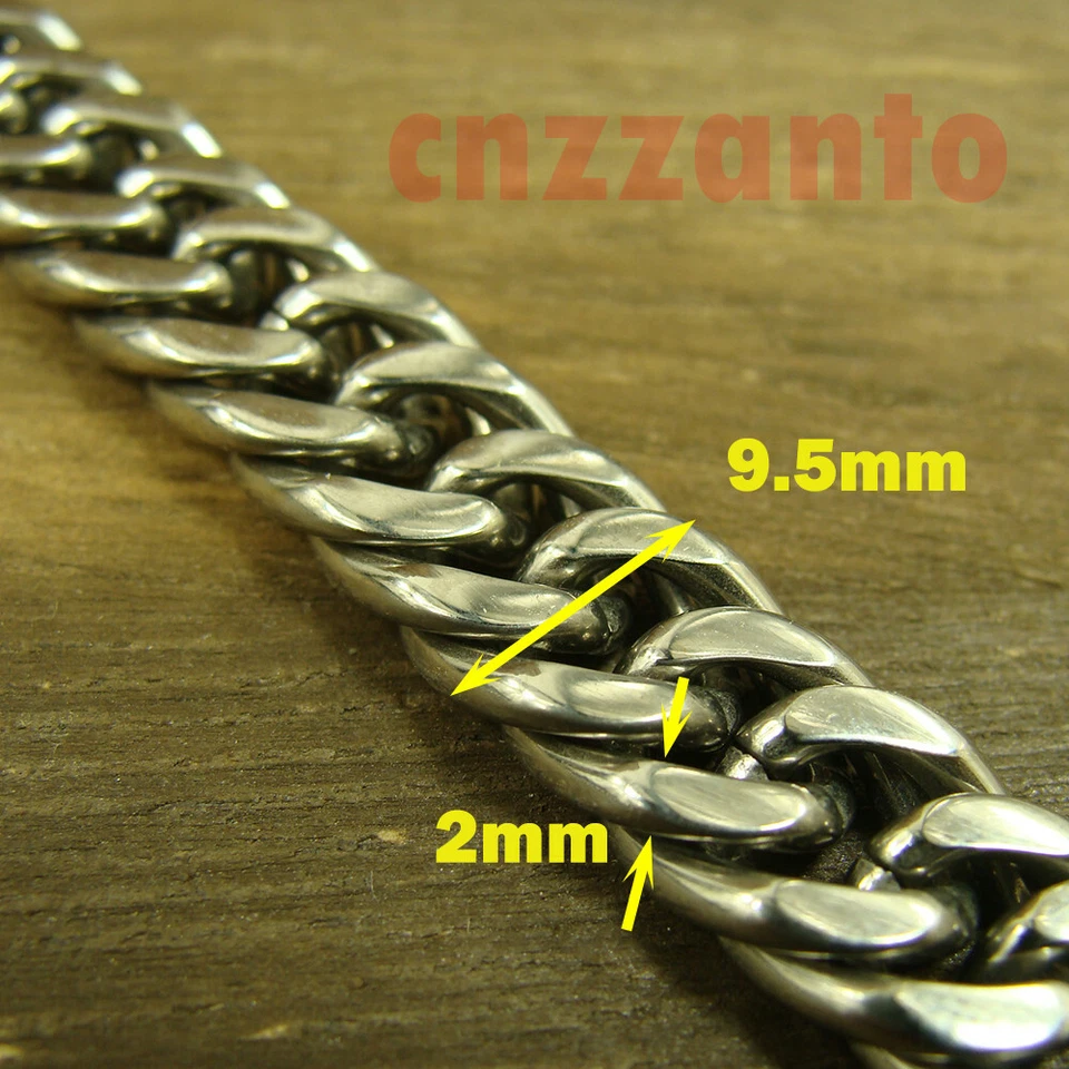 26.3" Titanio Puro Doble Anillo Bordillo Cadena Hombres Collar Antialérgico Ti192 Foto 3 de 4