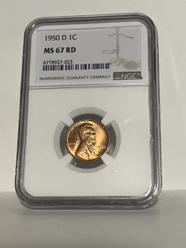 1950-D Lincoln Wheat Cent certified by NGC MS 67 RD Condition