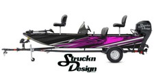 Purple Spotted Lined Scratch Black Design Wrap Fishing Bass Boat Vinyl Decal USA