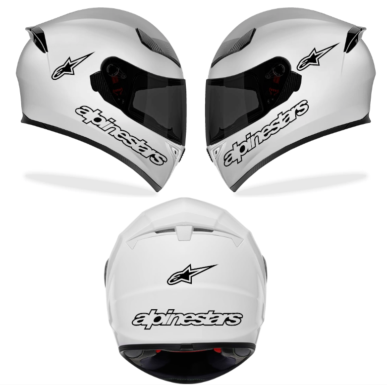 Helmet Vinyl decal 6 pcs set Alpinestars Motorcycle helmet decals ...
