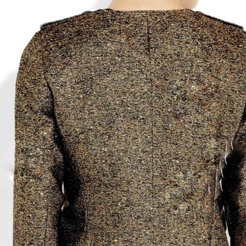 MICHAEL KORS Metallic Silk Blend Tweed Epaulet Blazer Jacket Women Size 10 NWT - Picture 2 of 16