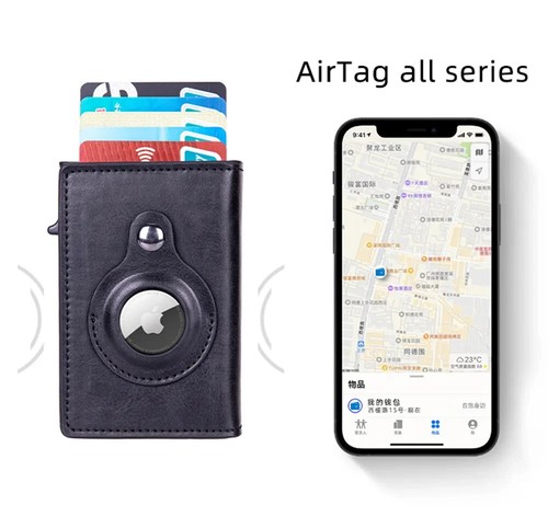 AirTag Wallet Case RFID Leather Air Tag Cover Credit Card Money Clip Holder Men - Picture 14 of 25