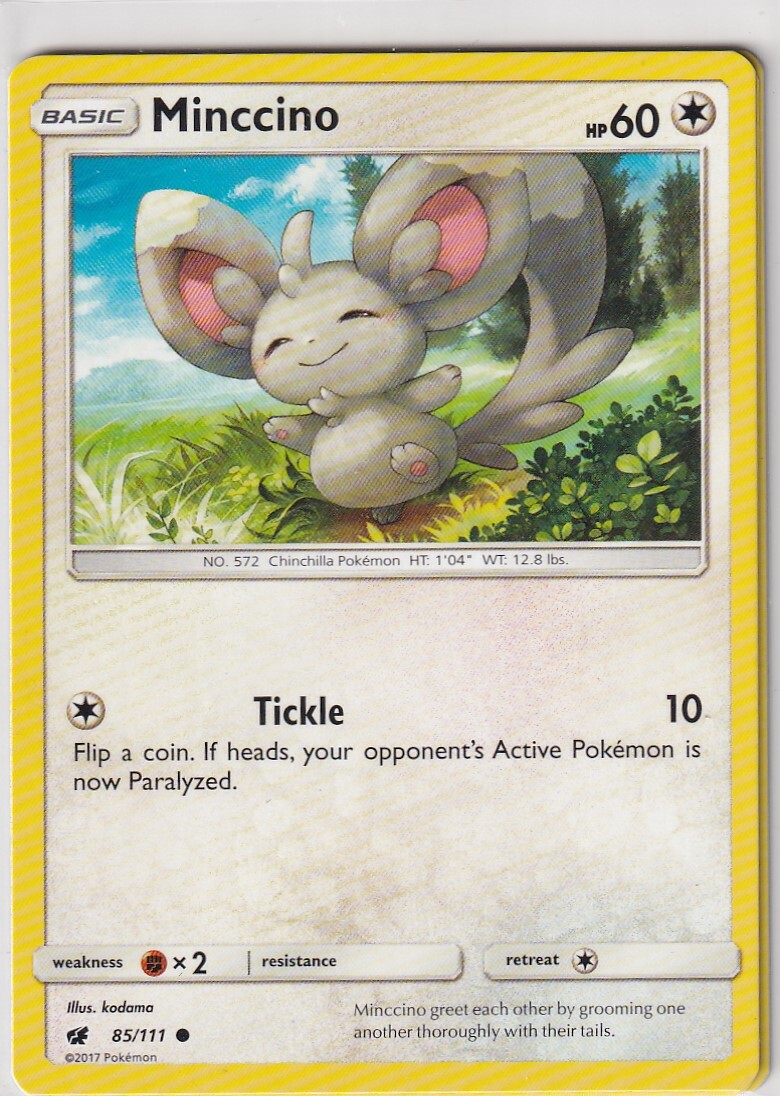 Pokemon Karte Aufziehen der Sturmröte Nr 85/111 Minccino englisch