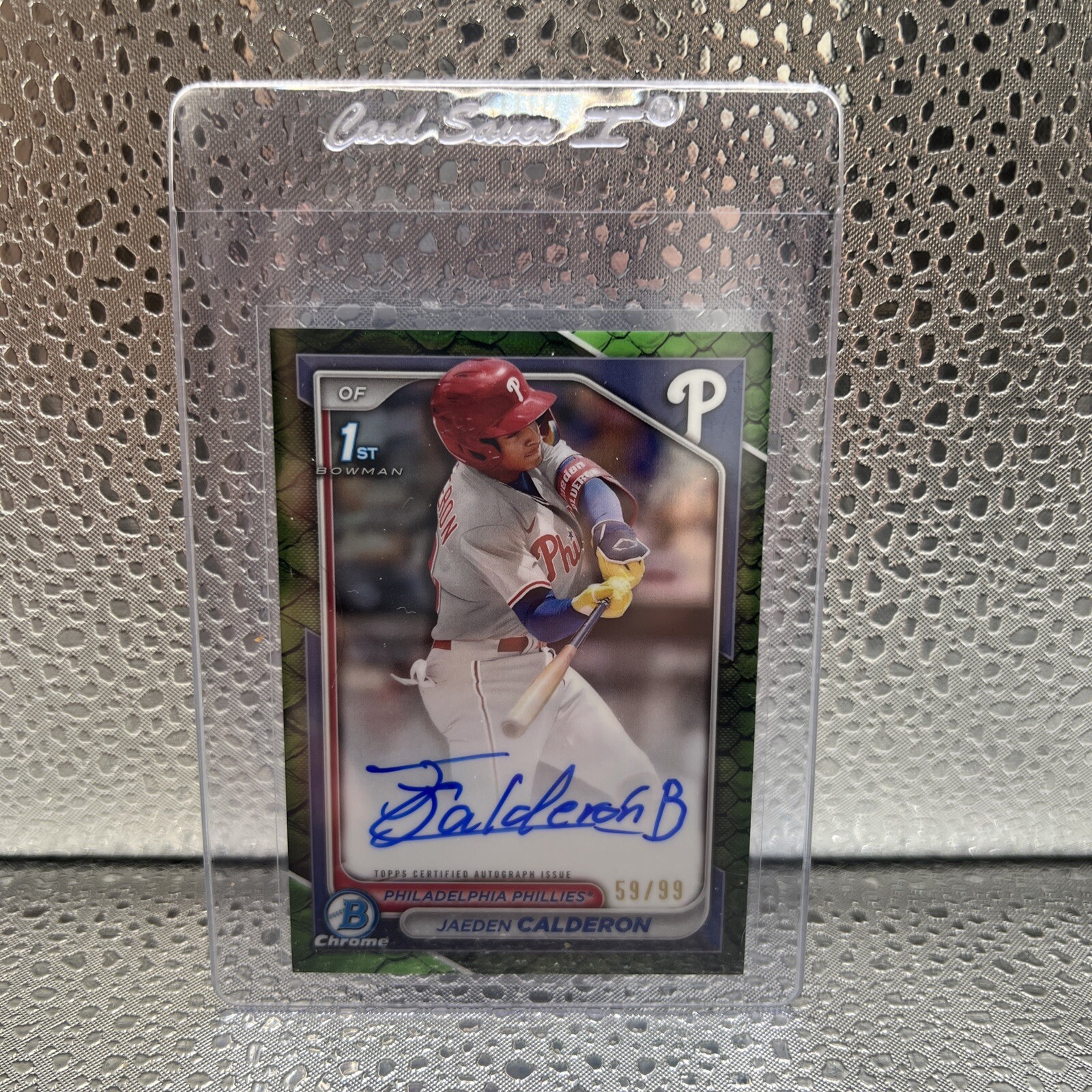 2024 Bowman Chrome Jaeden Calderon 1st Green Reptilian Refractor Auto 59/99 RC