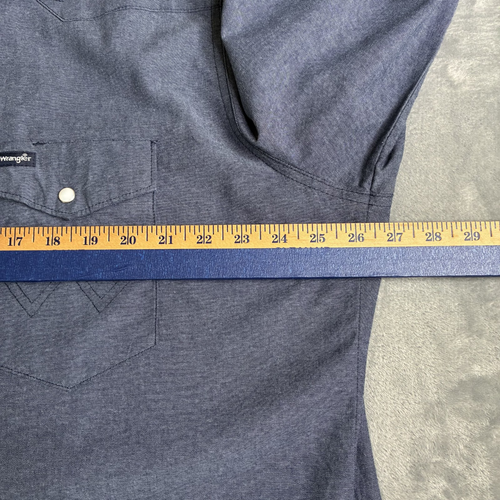 Wrangler Men's Shirt 2XT XX Tall Blue Pearl Snap Western Cowboy Work Selvage Hem - Picture 15 of 17