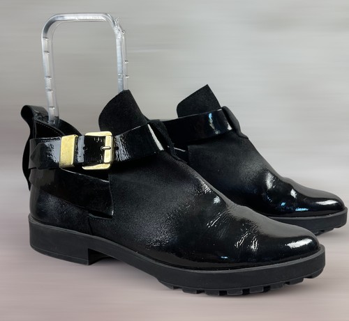 Miista Alex Patent Suede Ankle Buckle Booties Blac