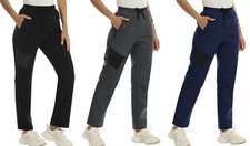 Women Softshell Ski Snow Pant Waterproof Windproof Fleece Winter Warm Trousers