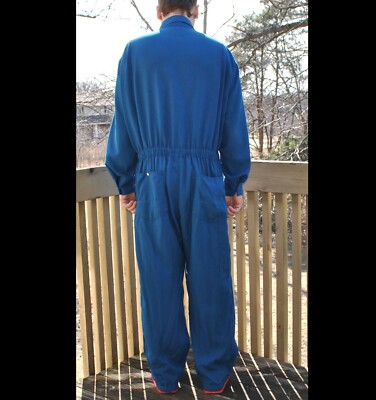 Vintage Workrite Coveralls Mens Size 46S Blue Long Sleeve Zip